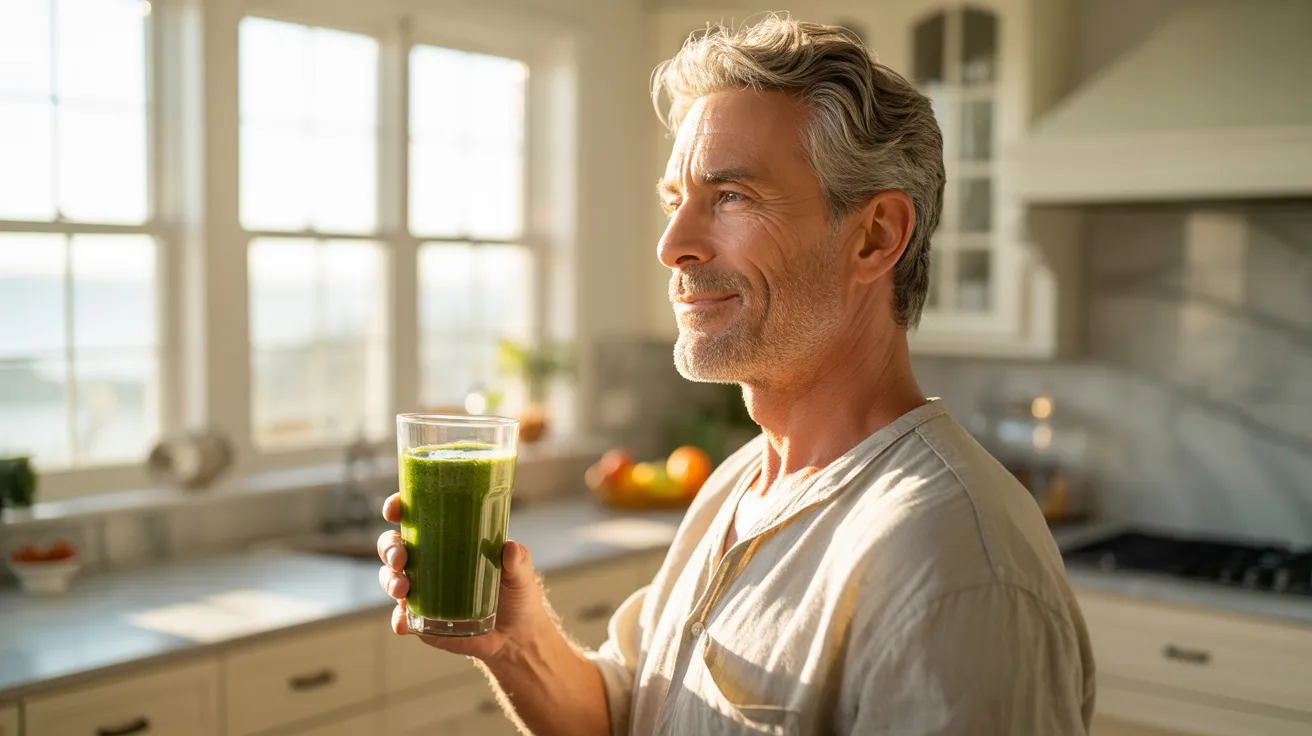 Man drinking a smoothy